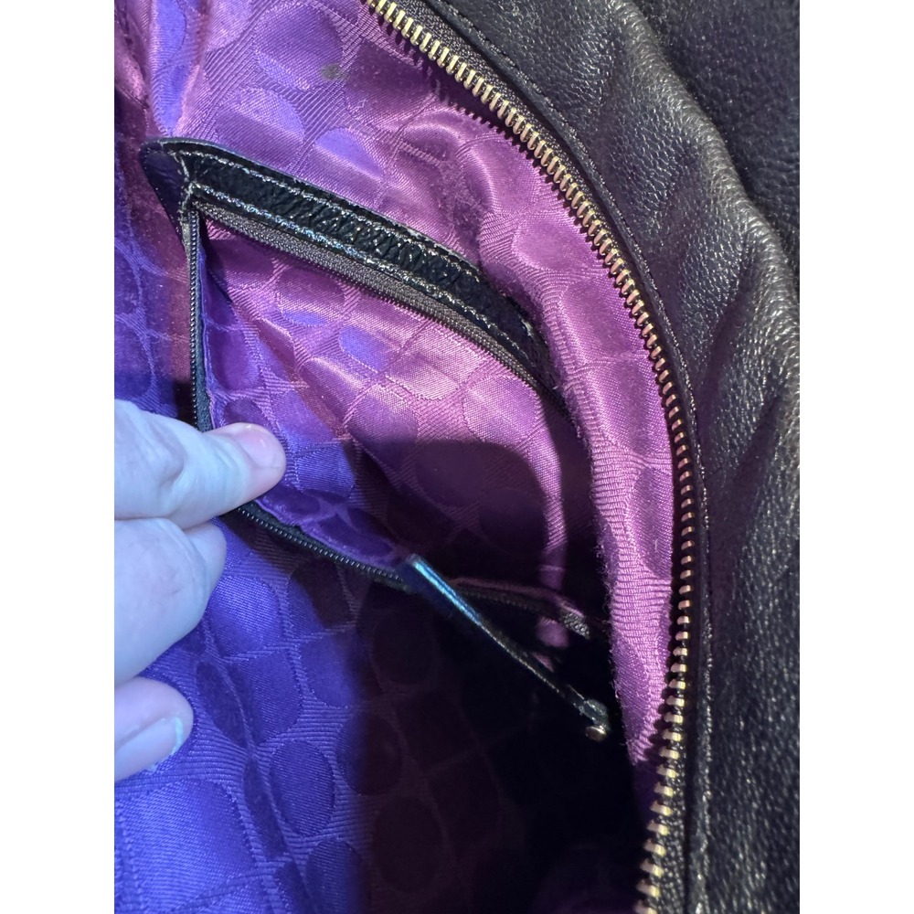 Kate spade Black Leather Patent Satchel Handbag Silver Hardware Shoulder Bag - Picture 14 of 16